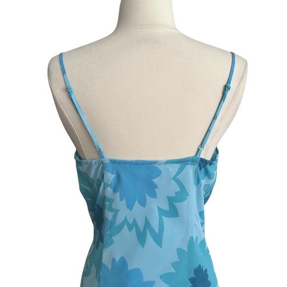Express Vintage Y2K Chiffon Blue Floral Slip Dress Fairycore Asymmetrical Hem 8 - Picture 7 of 13